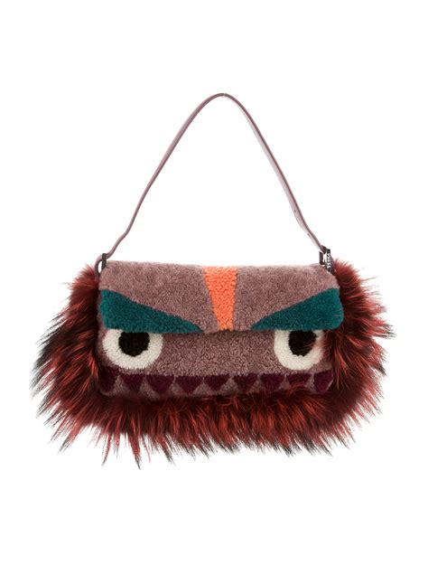 fendi shearling monster bag bug baguette|Fendi bag.